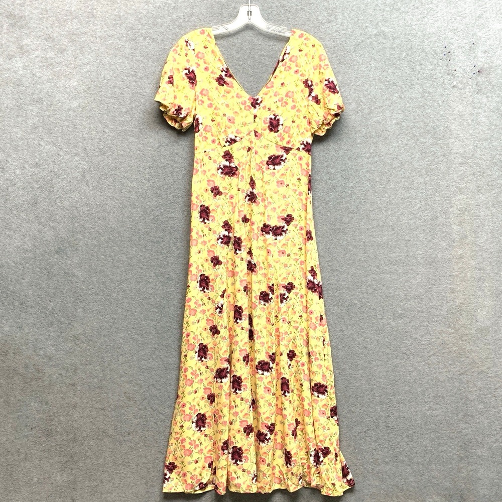 Mason Belle Floral Babydoll Maxi Dress S Yellow Open Back Cottagecore Feminine